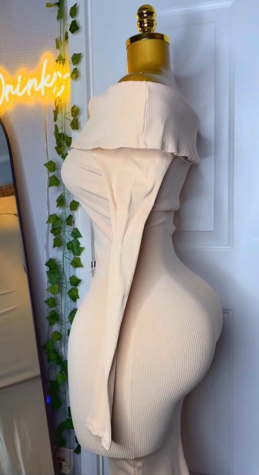 Nude Serenity Off-Shoulder Dress