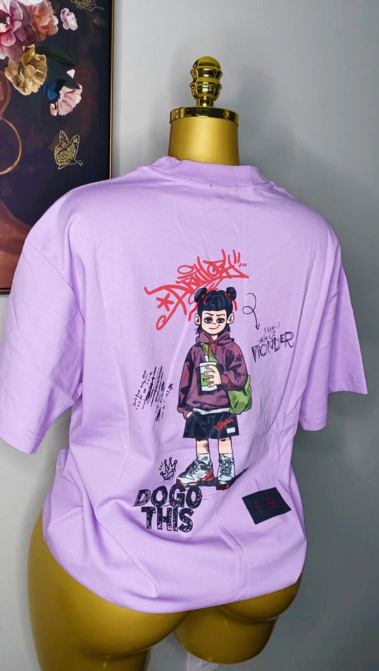 Lavender Graffiti Muse / Oversized Tee